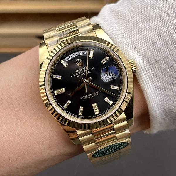 【RCF製 加重版】ロレックスコピー 228238A デイデイトコピー 40mm ブラック 3255搭載 国内最大級の品揃え